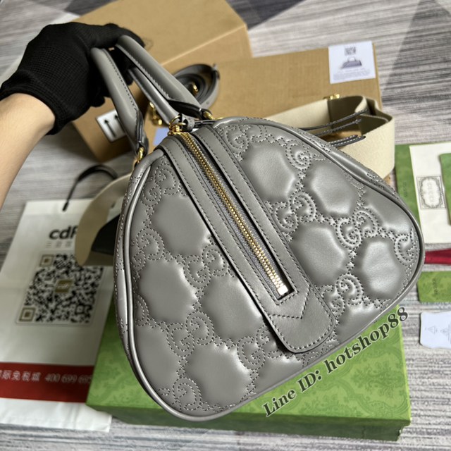 Gucci官網新款壓花G全皮肩背女包 古馳GG絎縫皮革手提包702242 gqy4632
